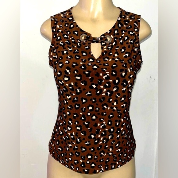 TOMMY HILFIGER Animal Print Sleeveless Blouse Sz XS S - Picture 1 of 8